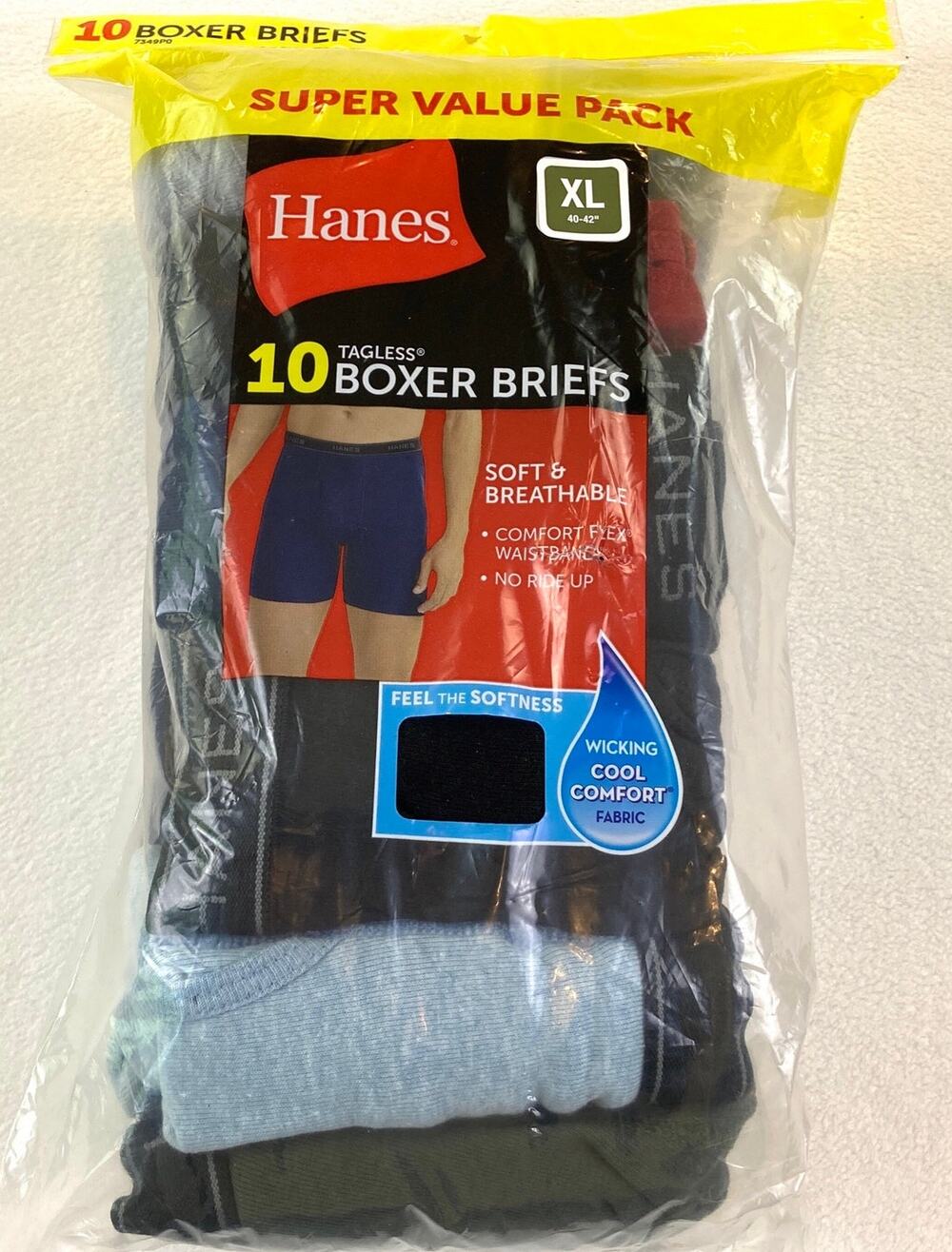 Hanes Boxer Briefs XL 10 Pr/Pk Assorted New with Tags
